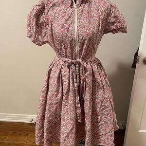 Floral Pink Dress with Puff Sleeves